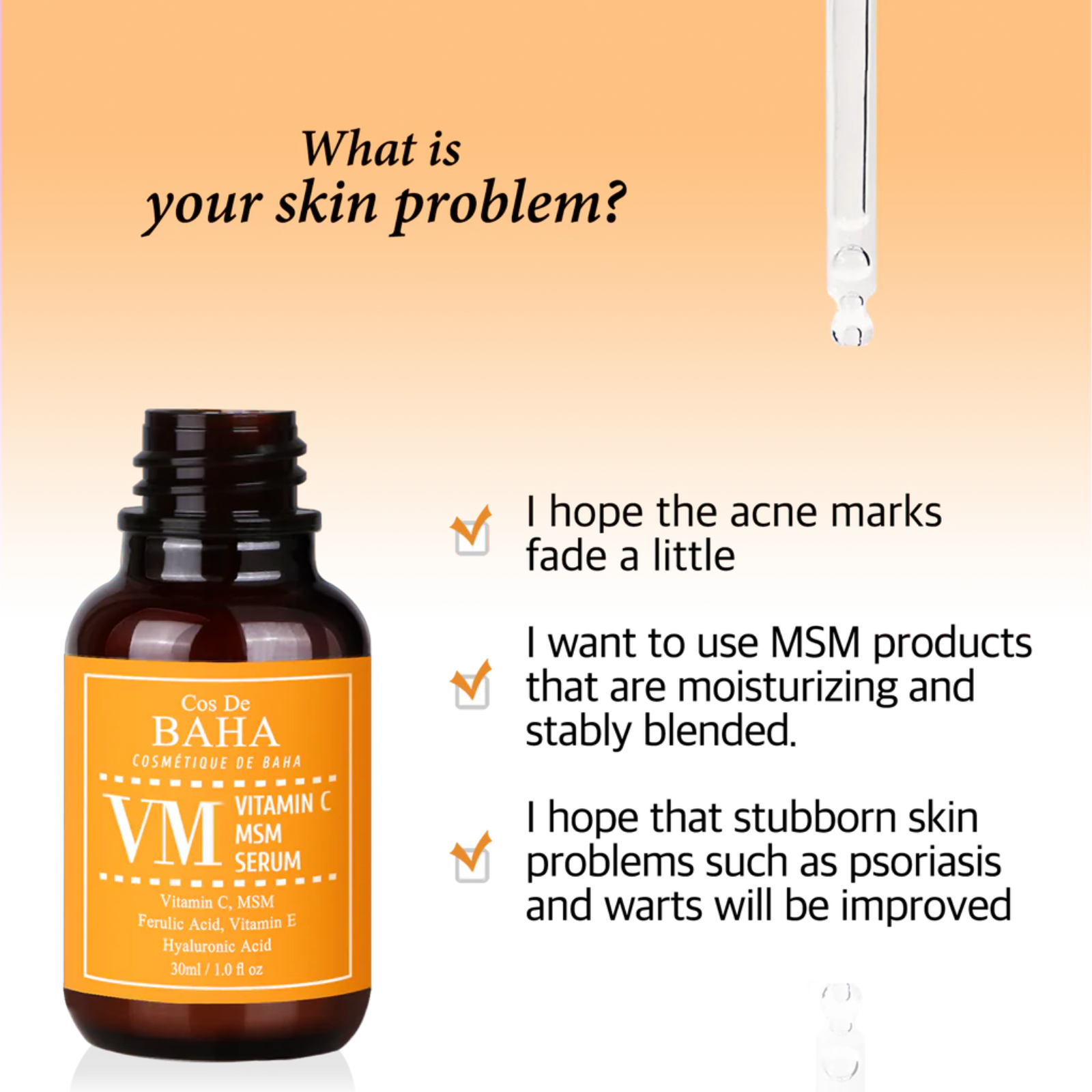 Сos de Baha Vitamin C MSM Serum (Serum with vitamin C, Ferulic Acid, vitamin E, and MSM)