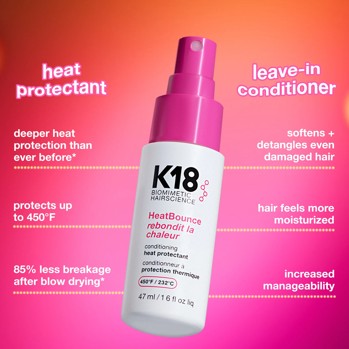 K18 Biomimetic Hairscience HeatBounce/Mask Kit (3in1 repair & heat protection set)