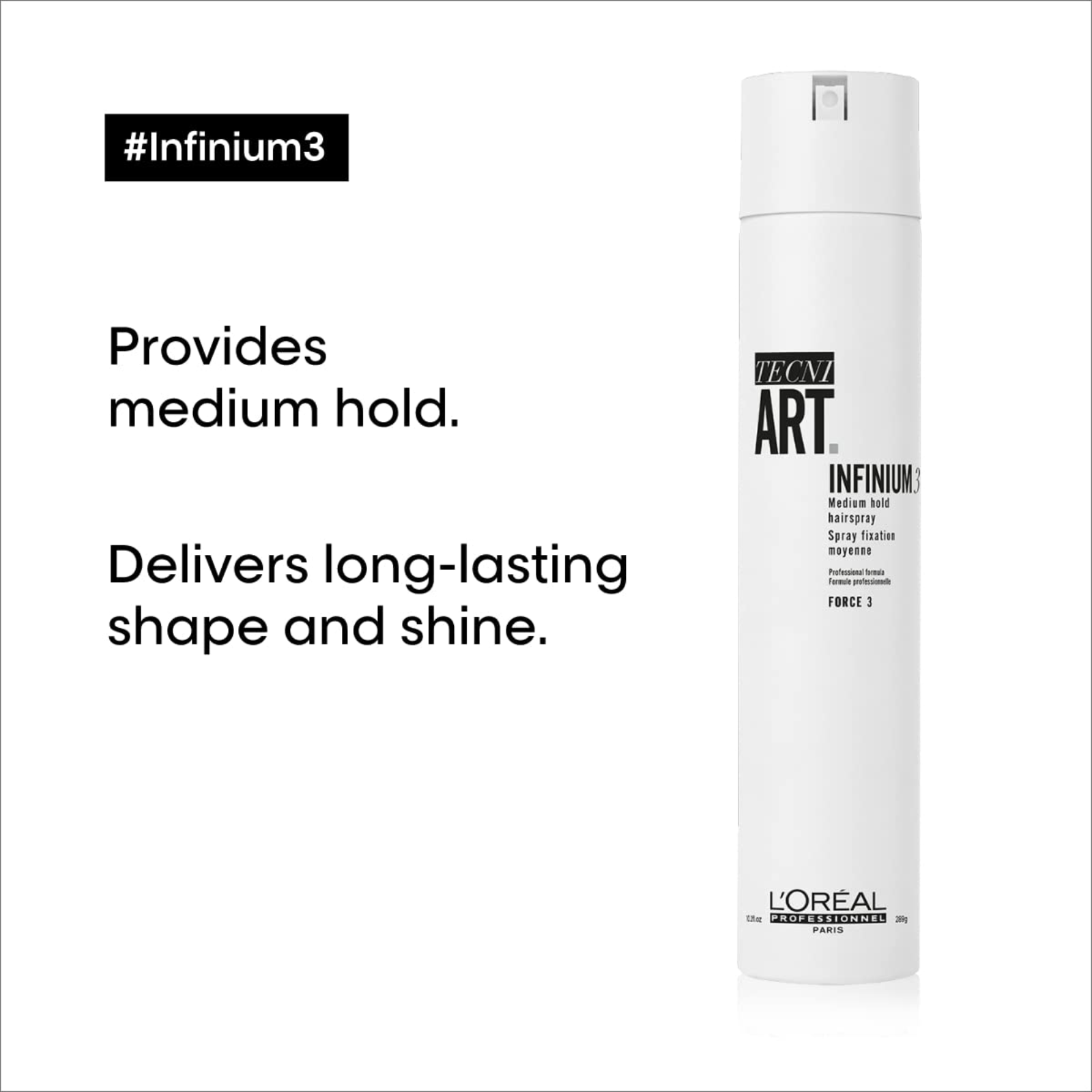 L'Oréal Professionnel Infinium 3 Medium Hold Hairspray (Medium hold frizz-control hairspray)