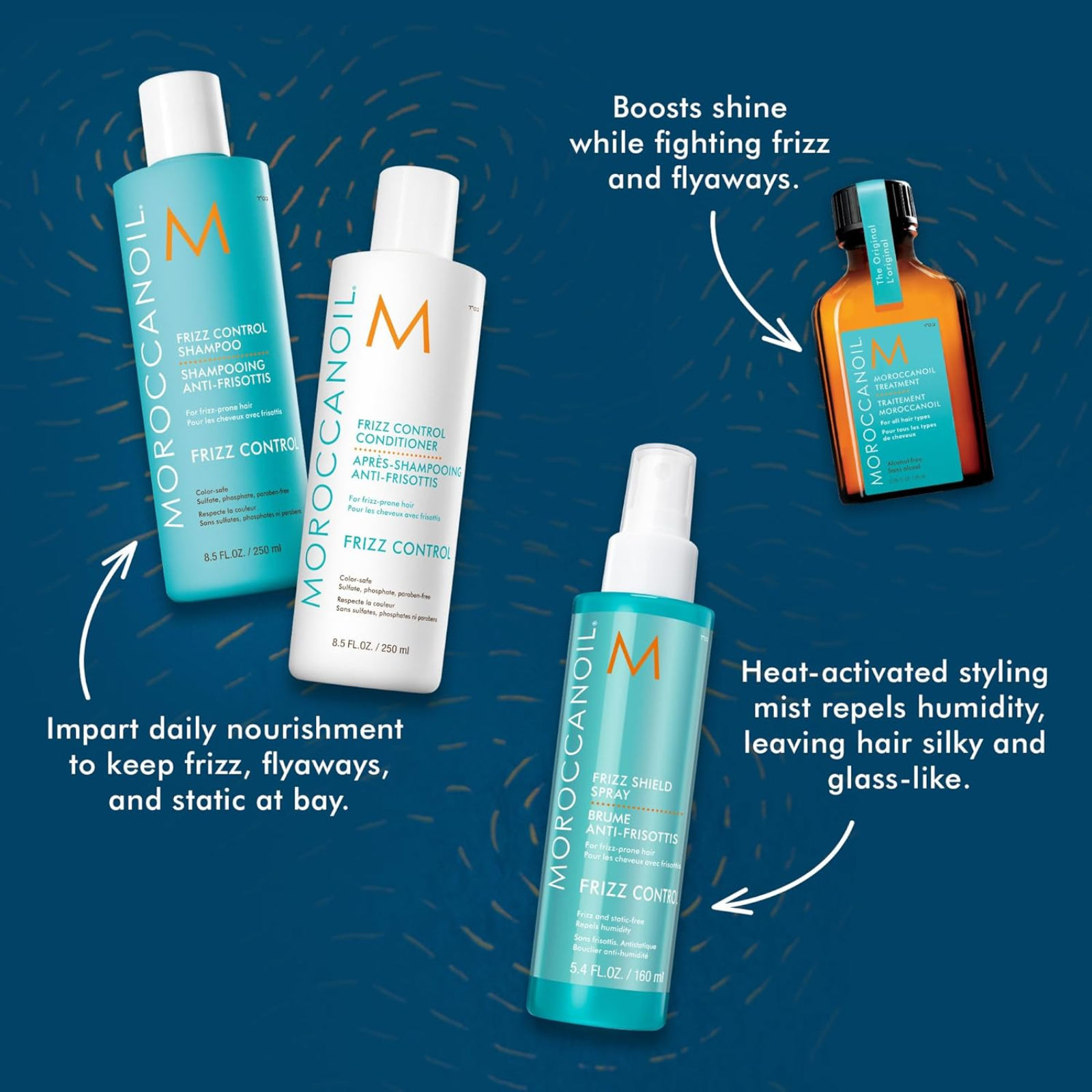 MoroccanOil Frizz Control Holiday Gift Set (4in1 set for frizzy hair)