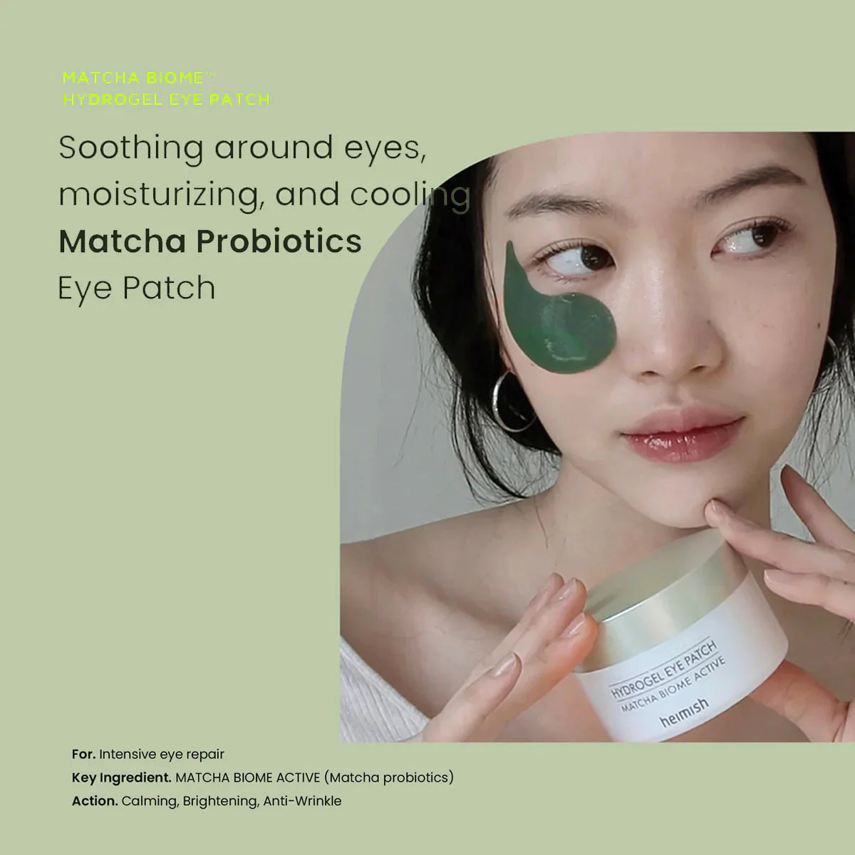 Hydrogel eye patches with matcha extract by Heimish (Heimish Matcha Biome Hydrogel Eye Patch)