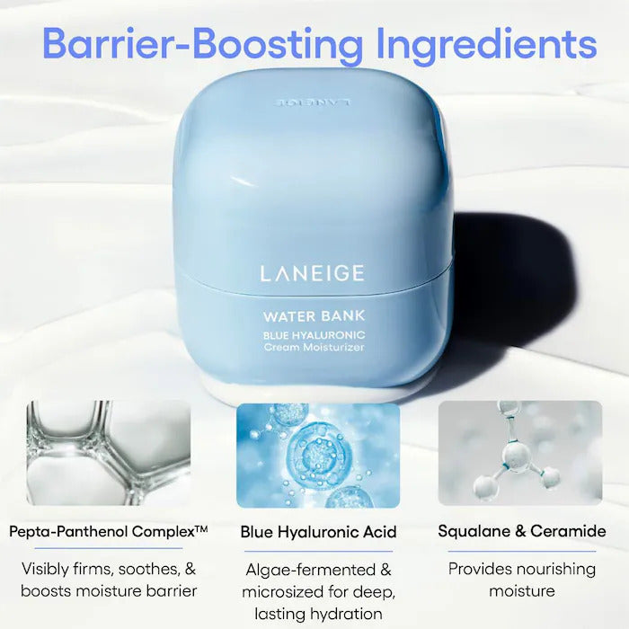 Laneige Water Bank Hyaluronic Cream (Water Bank Blue Hyaluronic Cream Moisturizer for Moisture Barrier Repair)