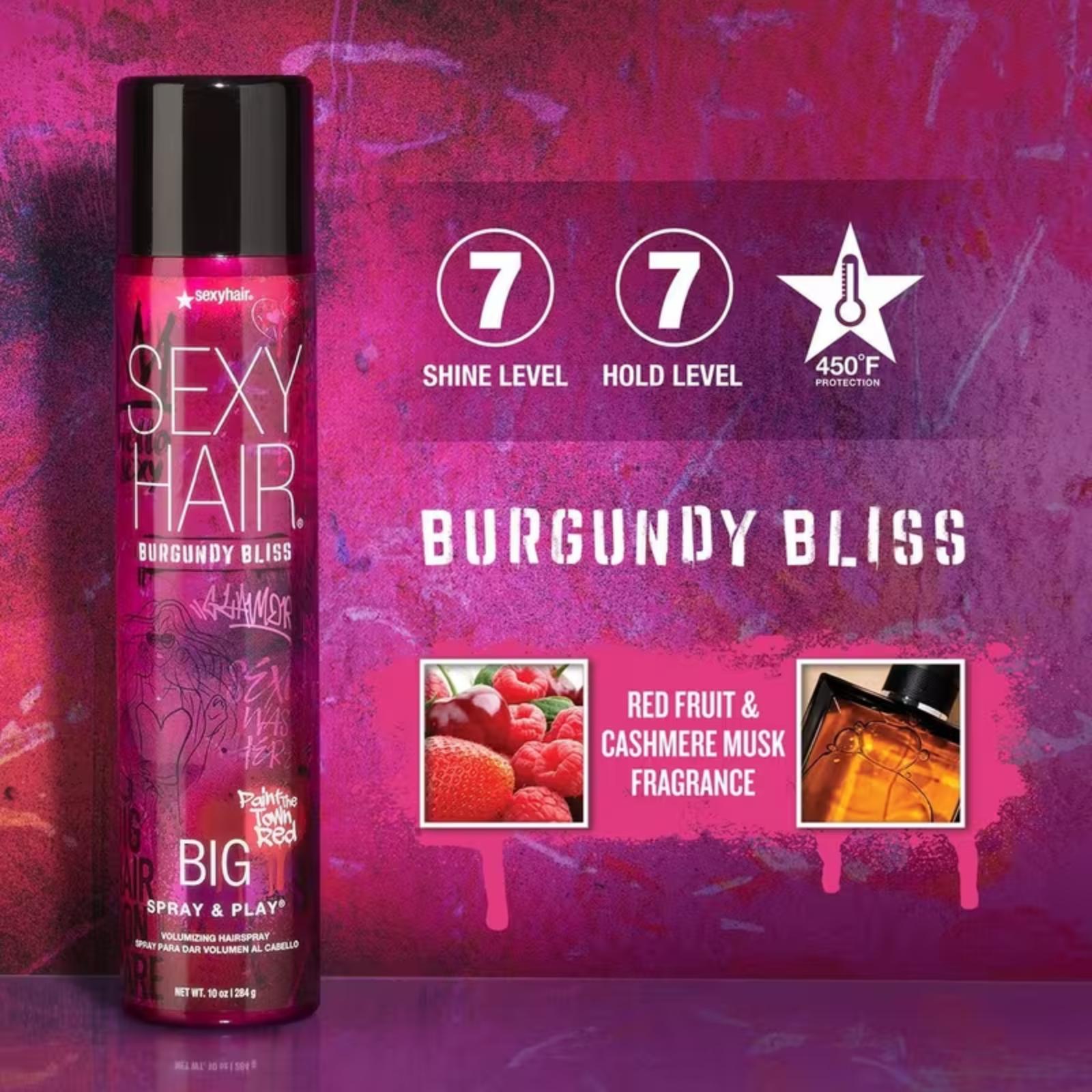Sexy Hair Big Spray & Play Volumizing Hairspray Burgundy Bliss (Volumizing hairspray)